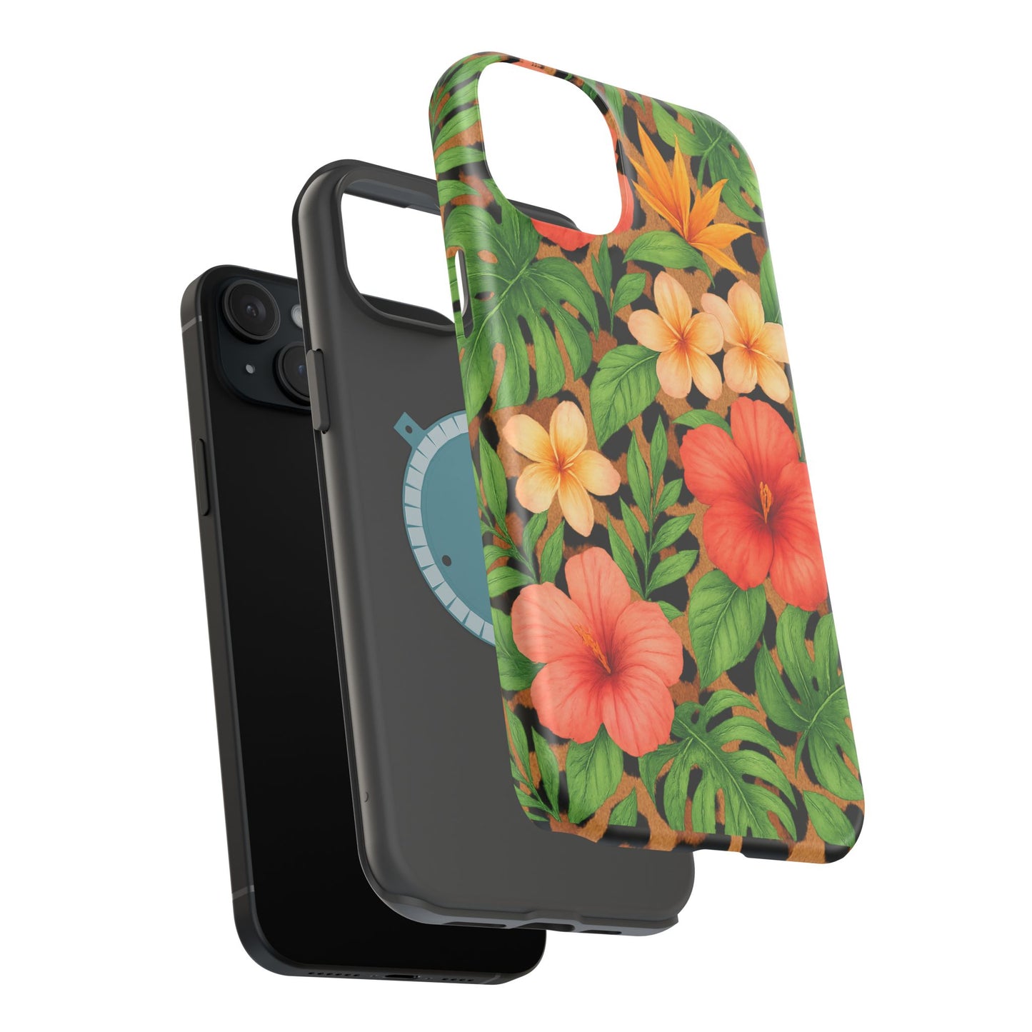Tropical Floral Phone Case, Magnetic Tough Case for Summer Vibes, Gift for Nature Lovers, Phone Accessory for Travel, Tropical Decor