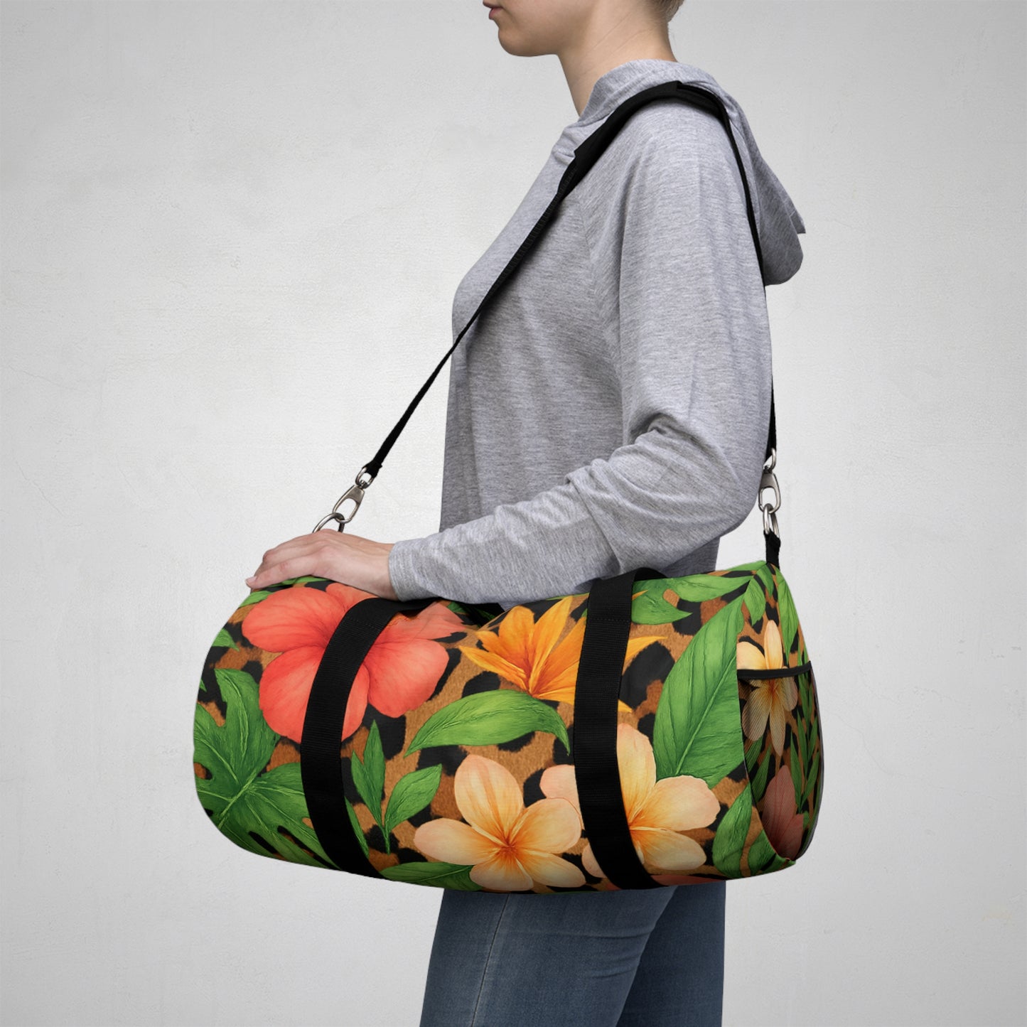 Tropical Floral Duffel Bag, Boho Weekender Bag, Gym Bag, Travel Bag, Stylish Overnight Bag, Perfect for Beach Trips & Gifts