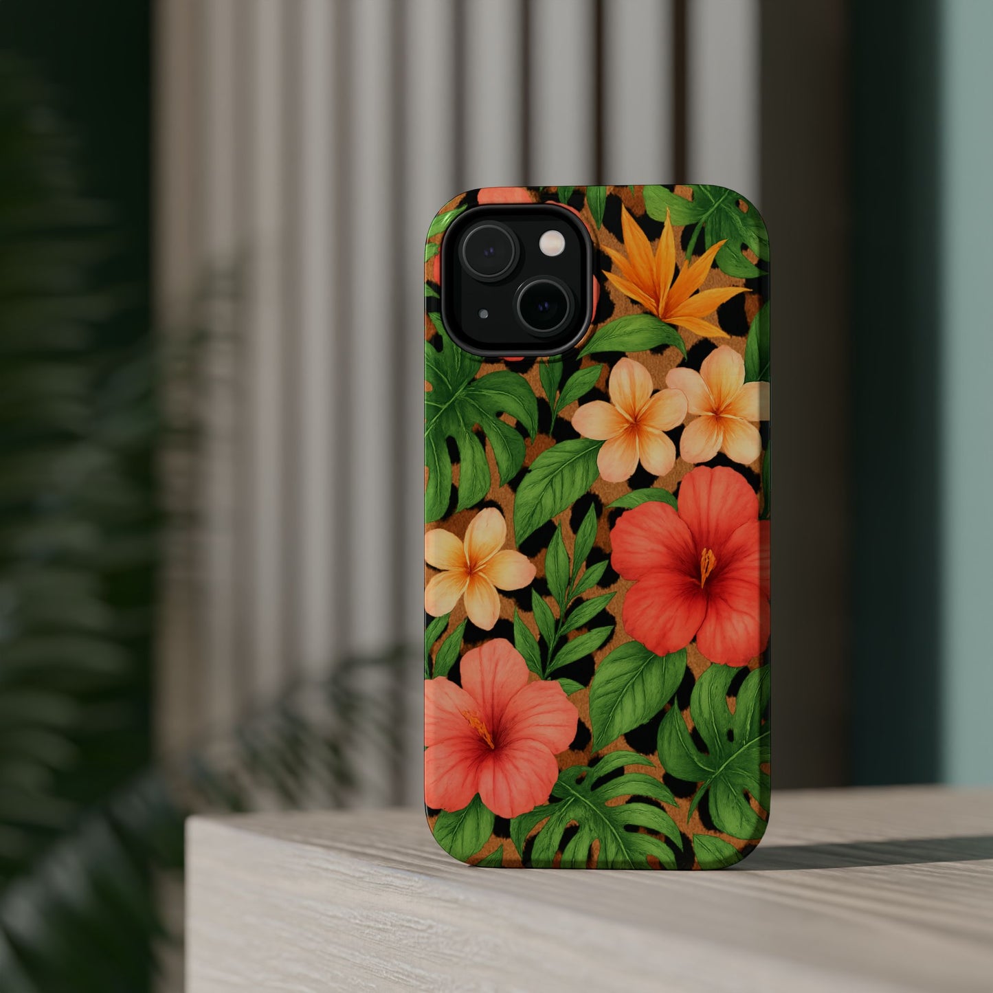 Tropical Floral Phone Case, Magnetic Tough Case for Summer Vibes, Gift for Nature Lovers, Phone Accessory for Travel, Tropical Decor