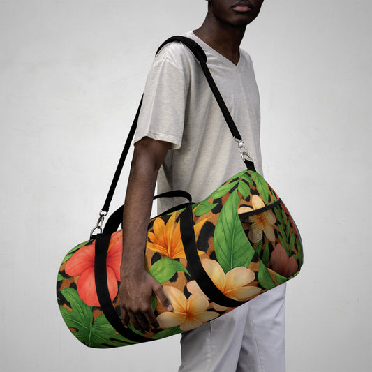 Tropical Floral Duffel Bag, Boho Weekender Bag, Gym Bag, Travel Bag, Stylish Overnight Bag, Perfect for Beach Trips & Gifts