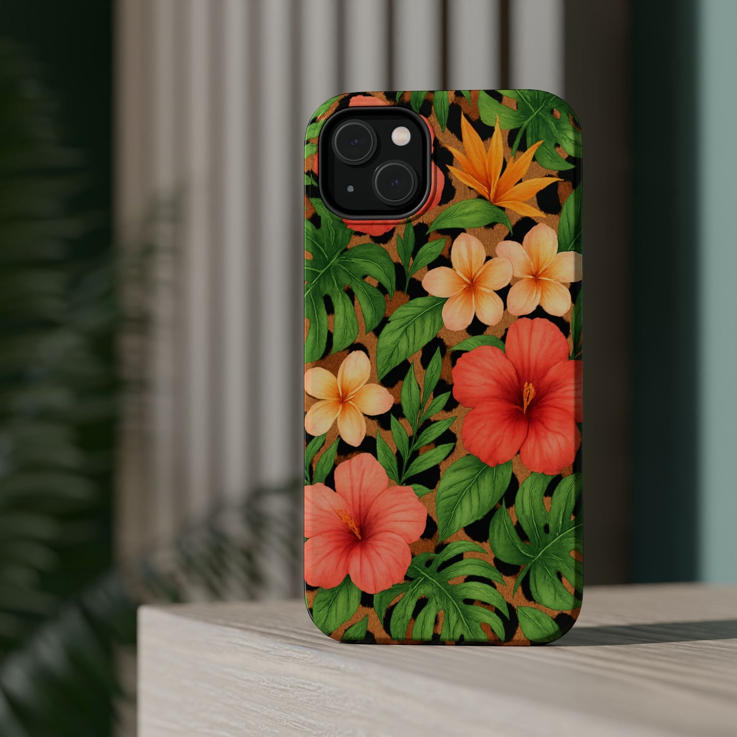 Tropical Floral Phone Case, Magnetic Tough Case for Summer Vibes, Gift for Nature Lovers, Phone Accessory for Travel, Tropical Decor