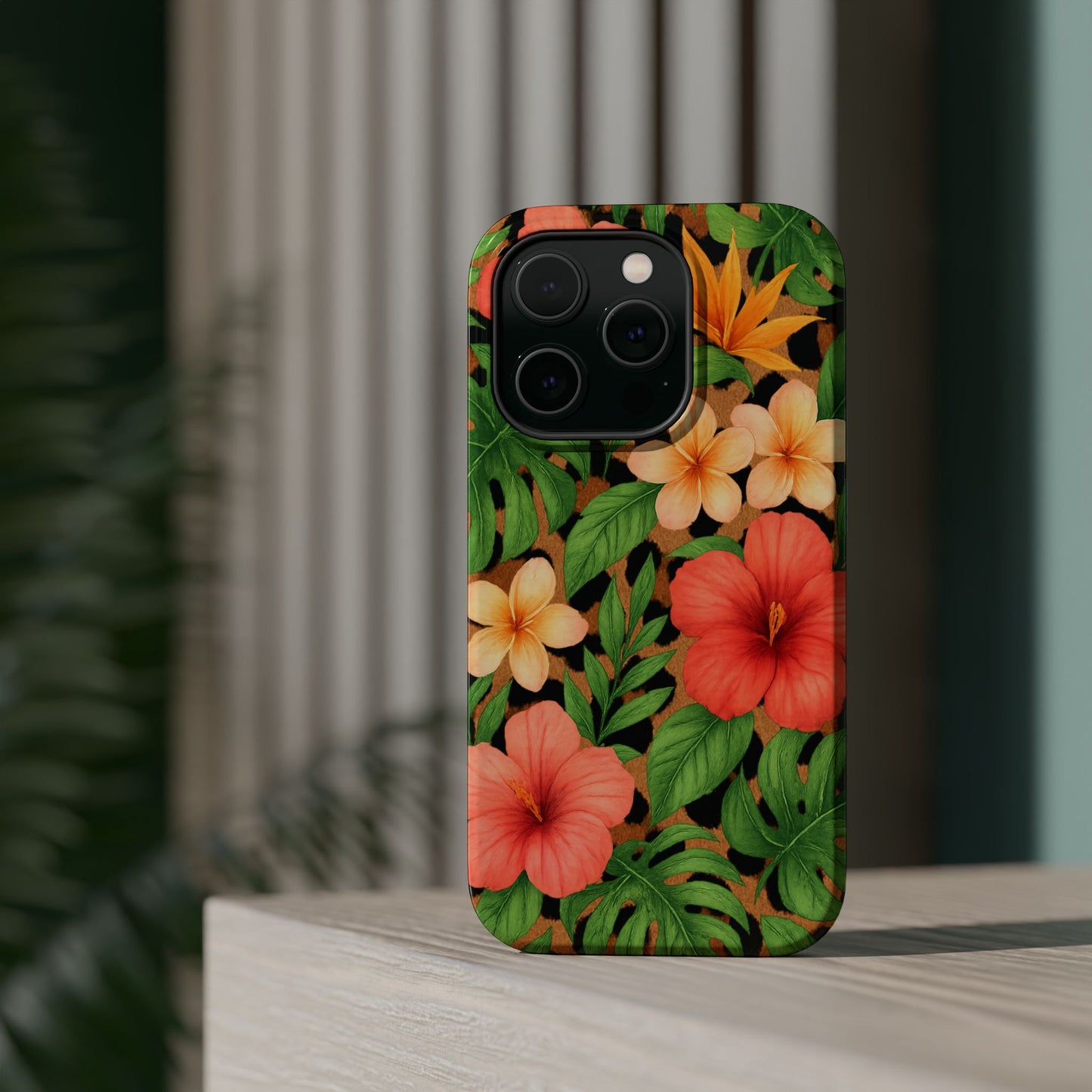 Tropical Floral Phone Case, Magnetic Tough Case for Summer Vibes, Gift for Nature Lovers, Phone Accessory for Travel, Tropical Decor