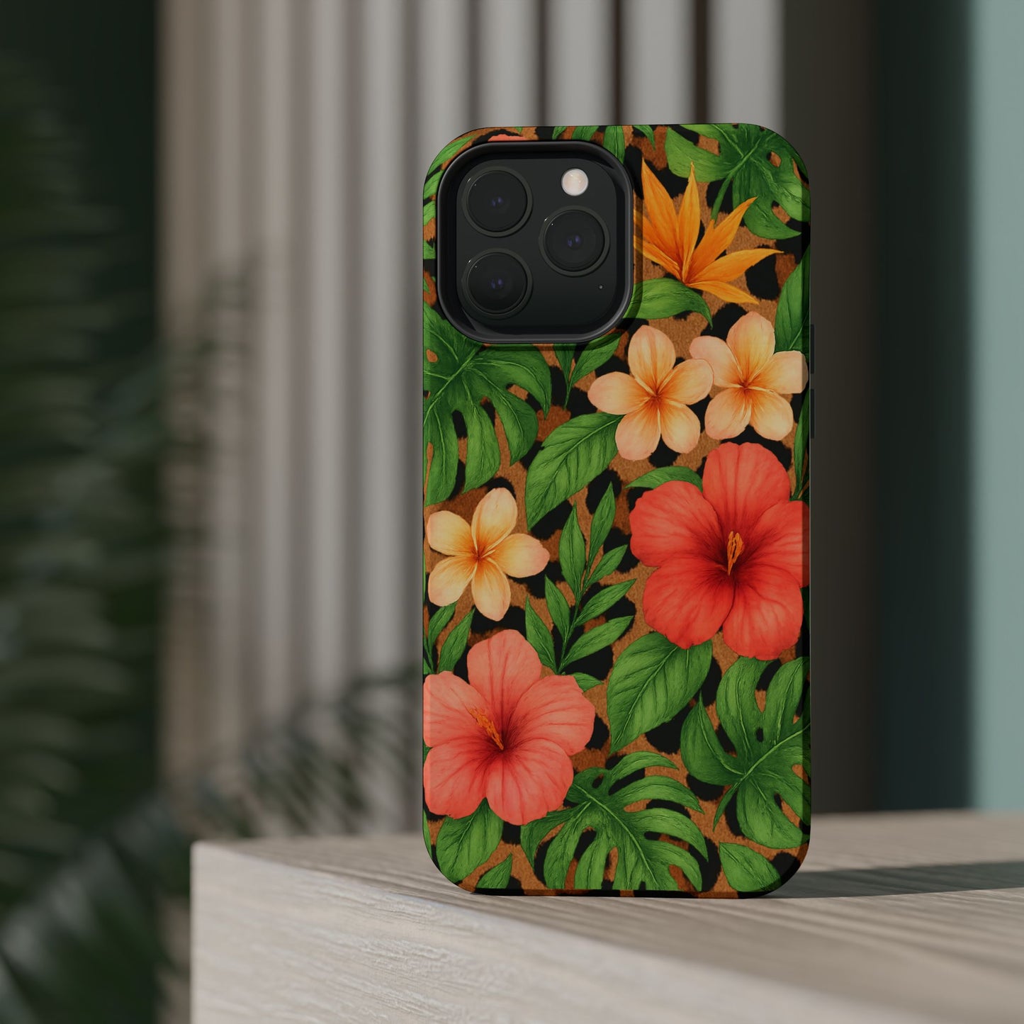 Tropical Floral Phone Case, Magnetic Tough Case for Summer Vibes, Gift for Nature Lovers, Phone Accessory for Travel, Tropical Decor