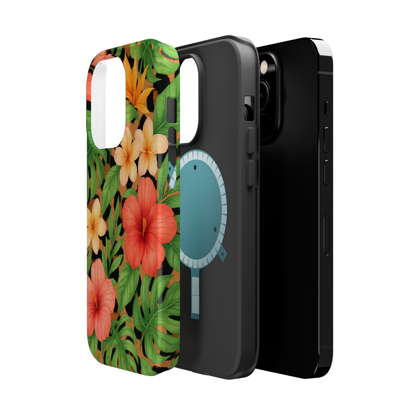 Tropical Floral Phone Case, Magnetic Tough Case for Summer Vibes, Gift for Nature Lovers, Phone Accessory for Travel, Tropical Decor