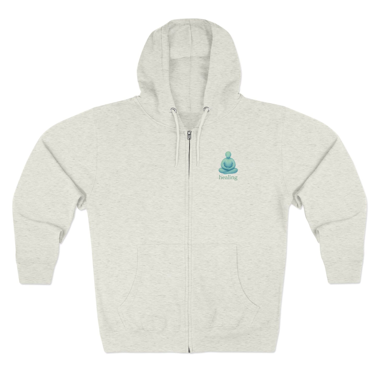 Meditative Healing Zip Hoodie, Cozy Unisex Sweatshirt for Relaxation, Mindfulness, Spiritual Gifts, Yoga Wear