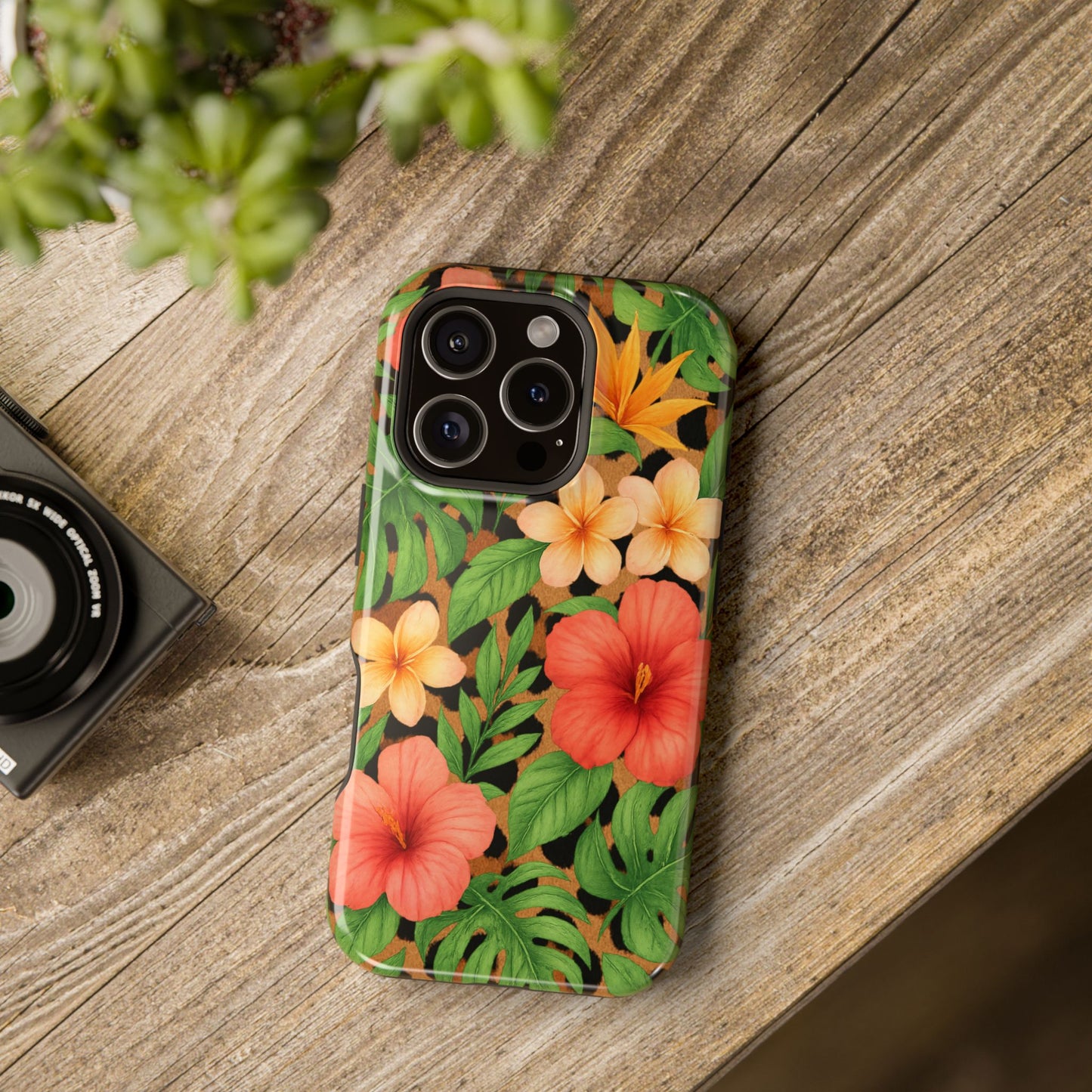 Tropical Floral Phone Case, Magnetic Tough Case for Summer Vibes, Gift for Nature Lovers, Phone Accessory for Travel, Tropical Decor