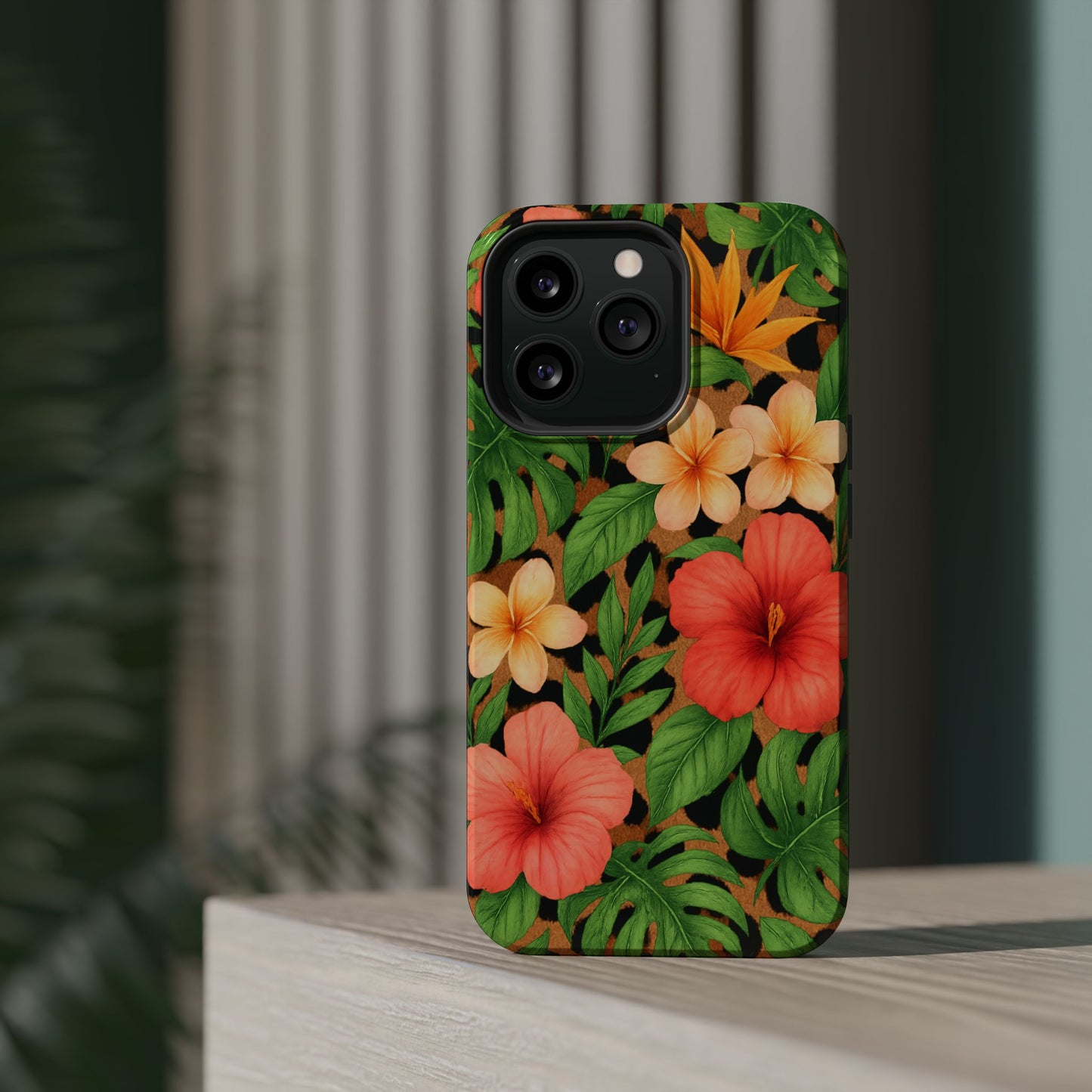 Tropical Floral Phone Case, Magnetic Tough Case for Summer Vibes, Gift for Nature Lovers, Phone Accessory for Travel, Tropical Decor