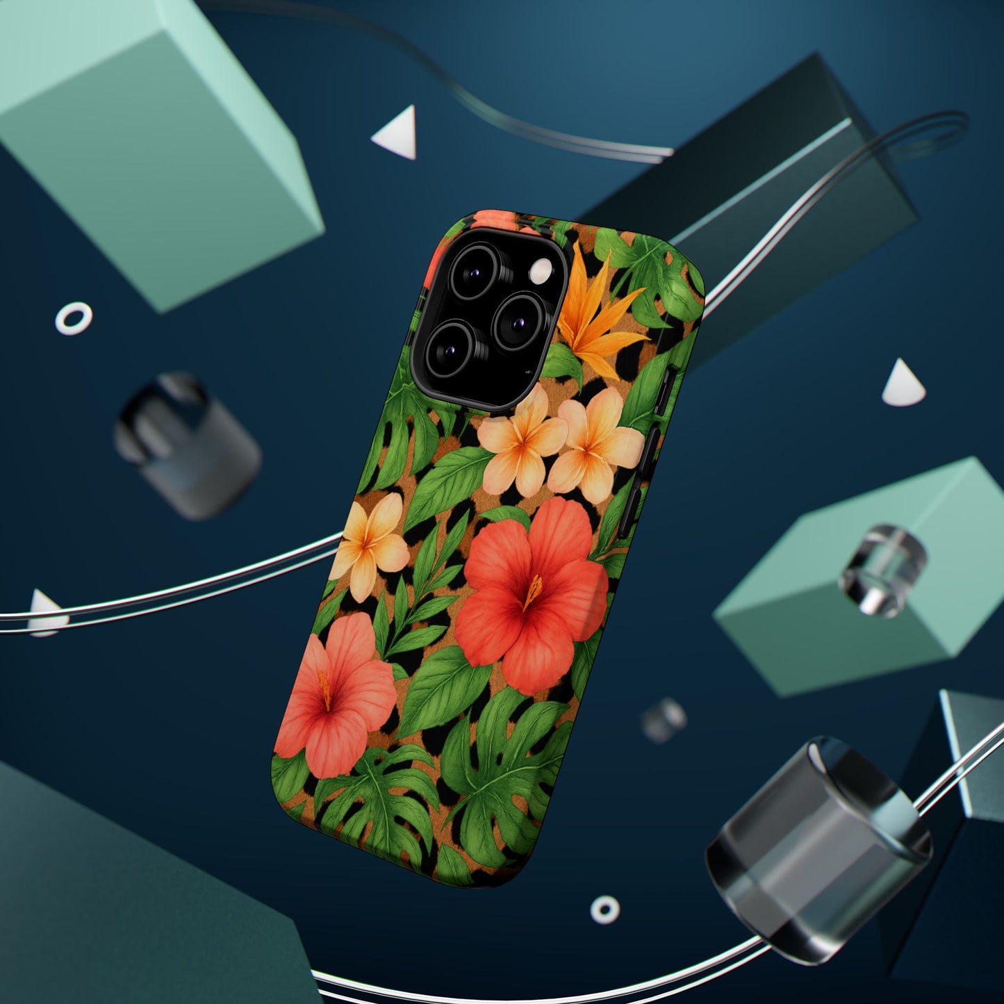 Tropical Floral Phone Case, Magnetic Tough Case for Summer Vibes, Gift for Nature Lovers, Phone Accessory for Travel, Tropical Decor