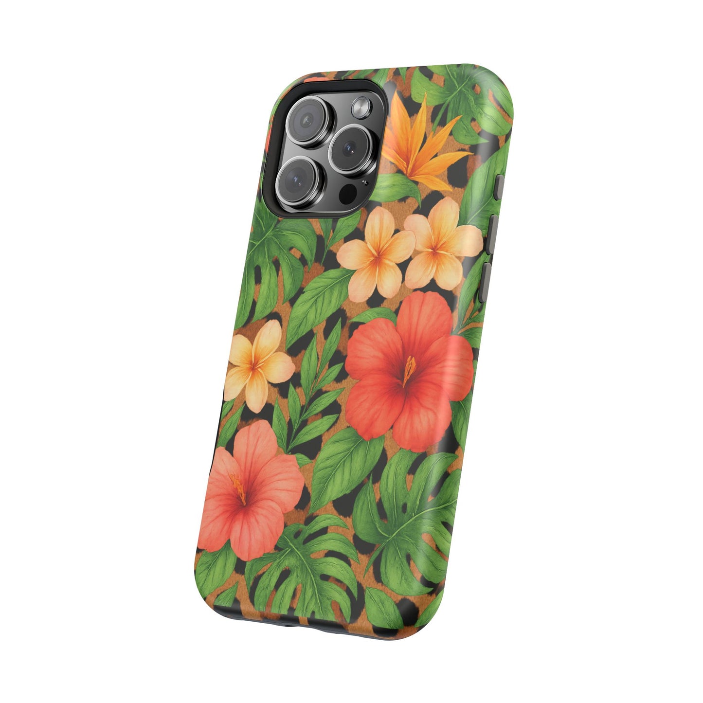Tropical Floral Phone Case, Magnetic Tough Case for Summer Vibes, Gift for Nature Lovers, Phone Accessory for Travel, Tropical Decor