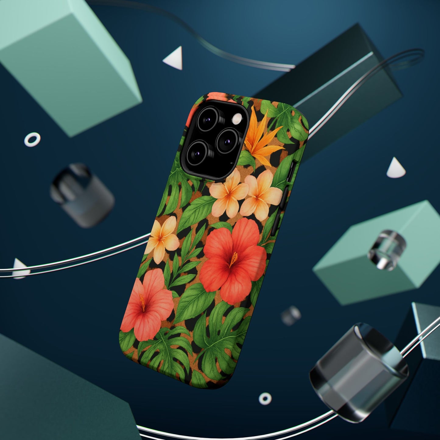 Tropical Floral Phone Case, Magnetic Tough Case for Summer Vibes, Gift for Nature Lovers, Phone Accessory for Travel, Tropical Decor