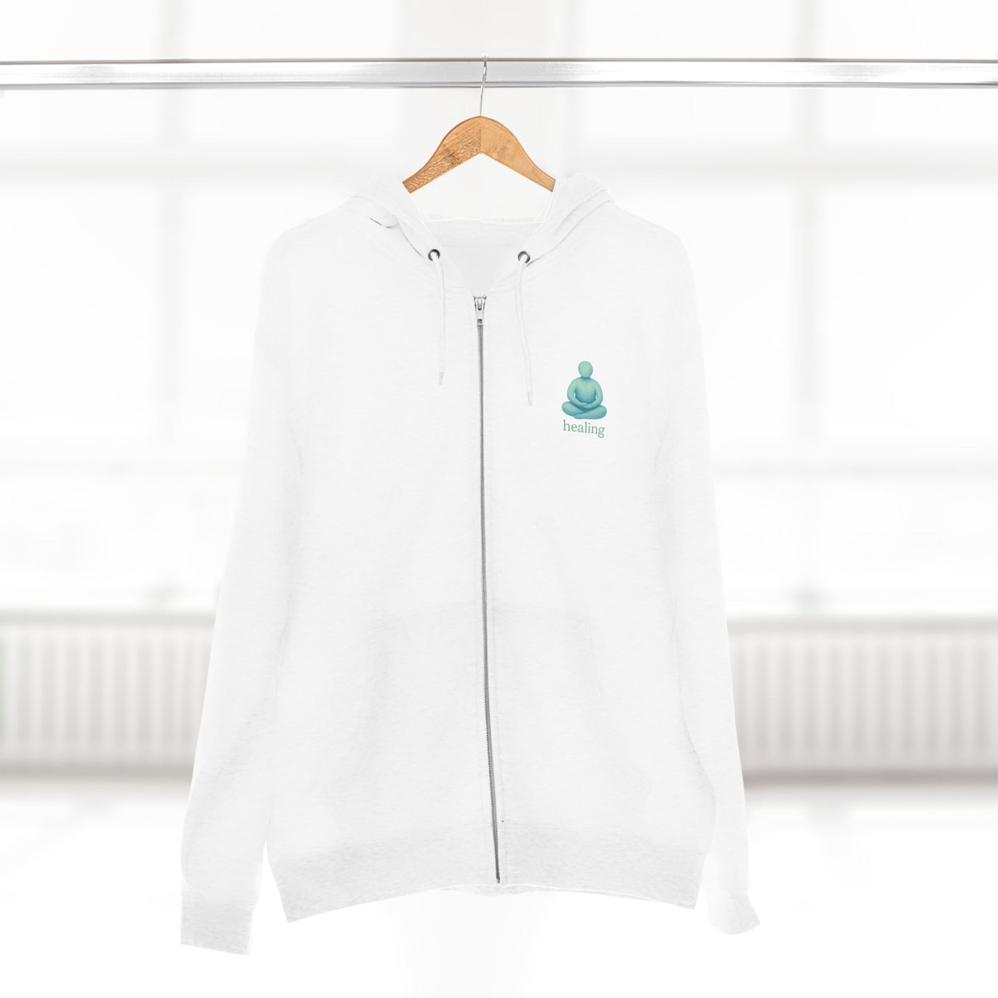 Meditative Healing Zip Hoodie, Cozy Unisex Sweatshirt for Relaxation, Mindfulness, Spiritual Gifts, Yoga Wear