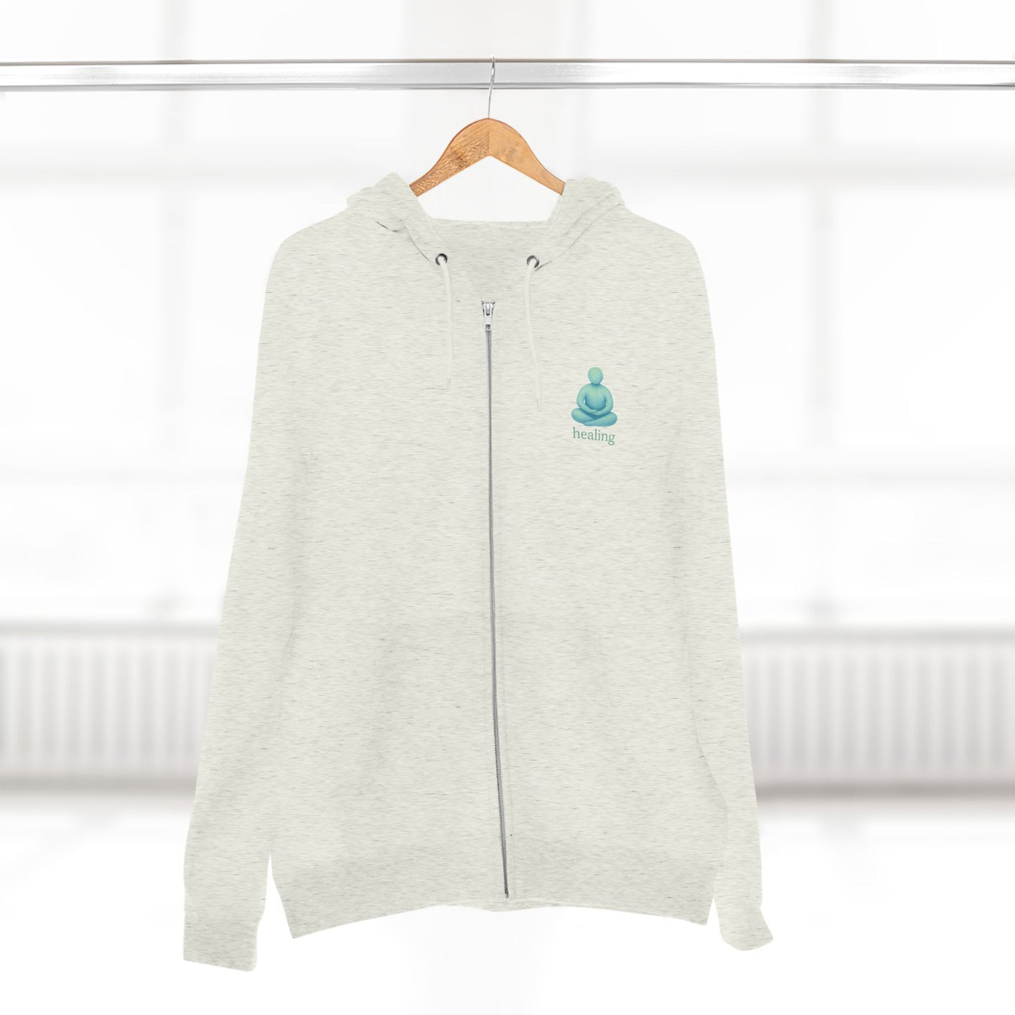 Meditative Healing Zip Hoodie, Cozy Unisex Sweatshirt for Relaxation, Mindfulness, Spiritual Gifts, Yoga Wear