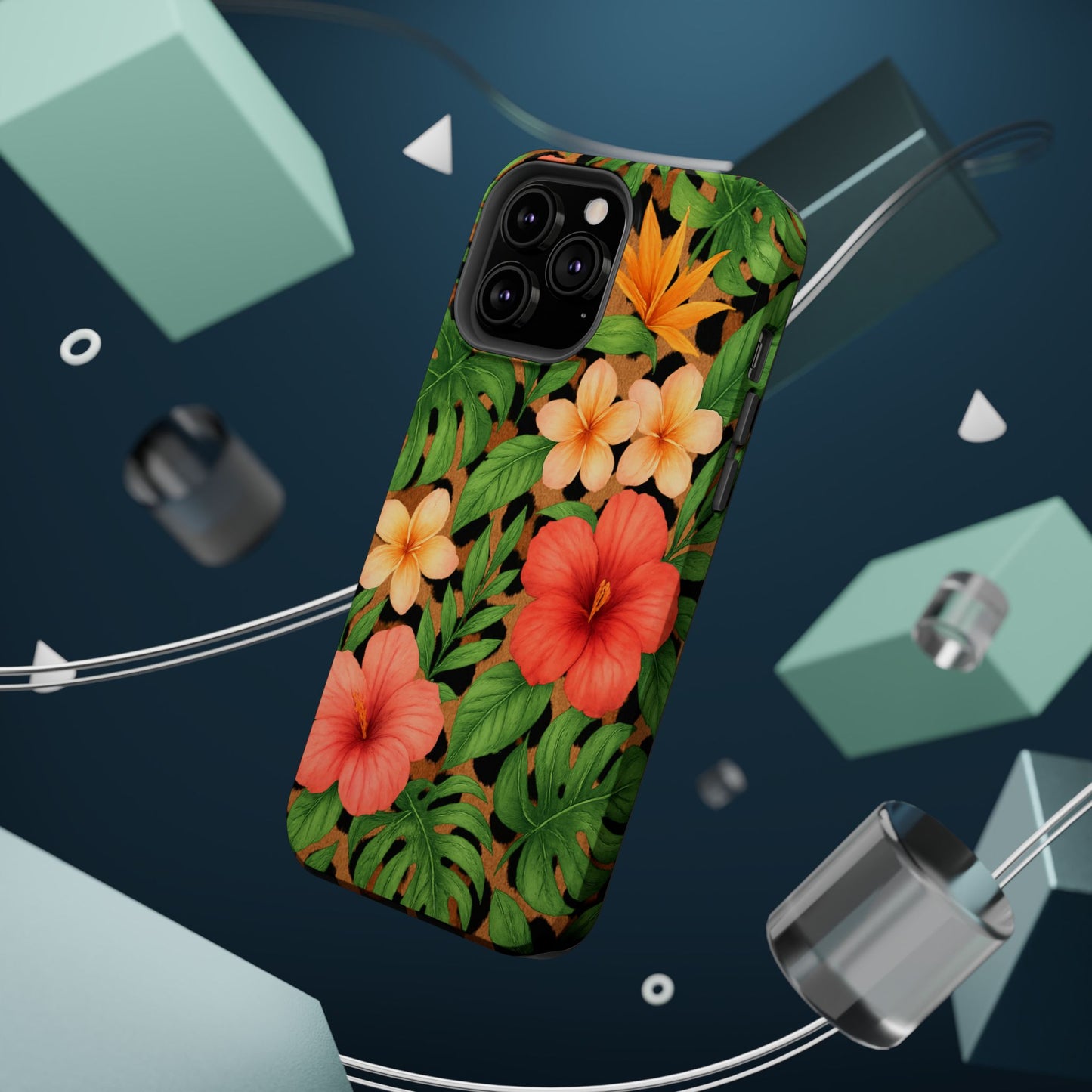 Tropical Floral Phone Case, Magnetic Tough Case for Summer Vibes, Gift for Nature Lovers, Phone Accessory for Travel, Tropical Decor