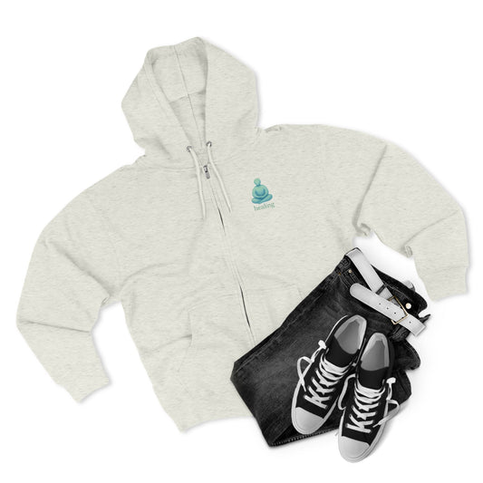 Meditative Healing Zip Hoodie, Cozy Unisex Sweatshirt for Relaxation, Mindfulness, Spiritual Gifts, Yoga Wear