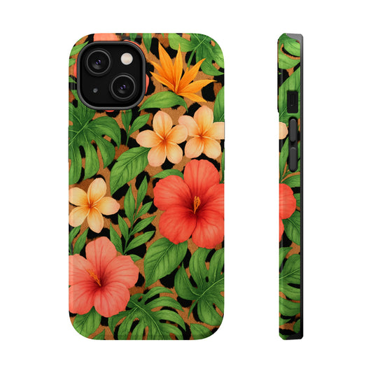 Tropical Floral Phone Case, Magnetic Tough Case for Summer Vibes, Gift for Nature Lovers, Phone Accessory for Travel, Tropical Decor