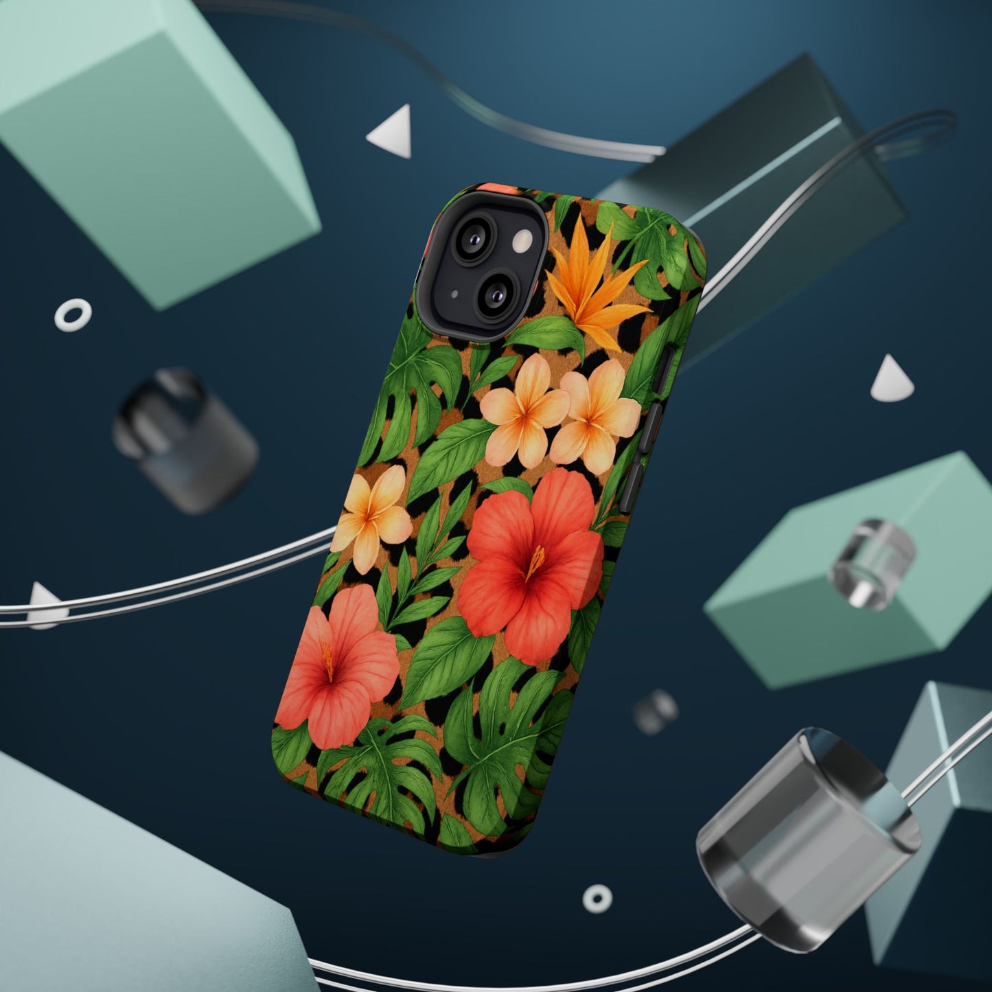 Tropical Floral Phone Case, Magnetic Tough Case for Summer Vibes, Gift for Nature Lovers, Phone Accessory for Travel, Tropical Decor