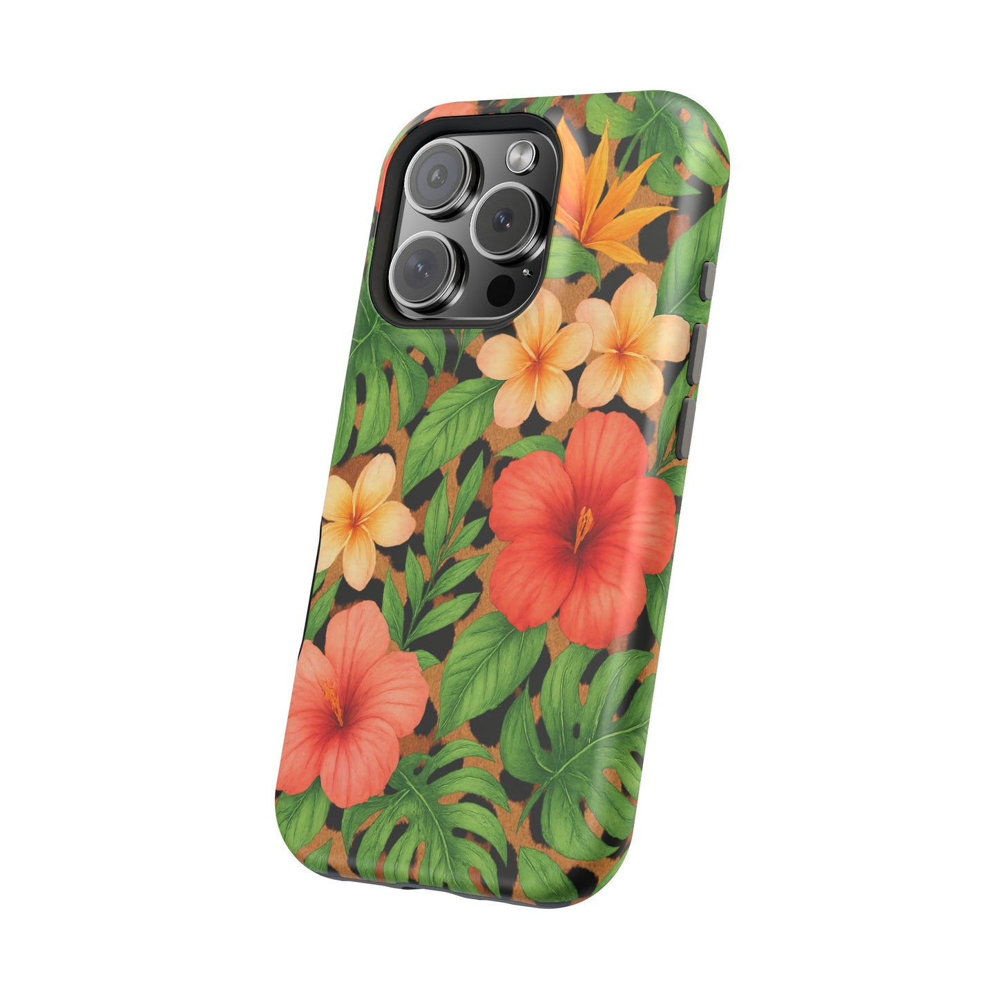 Tropical Floral Phone Case, Magnetic Tough Case for Summer Vibes, Gift for Nature Lovers, Phone Accessory for Travel, Tropical Decor