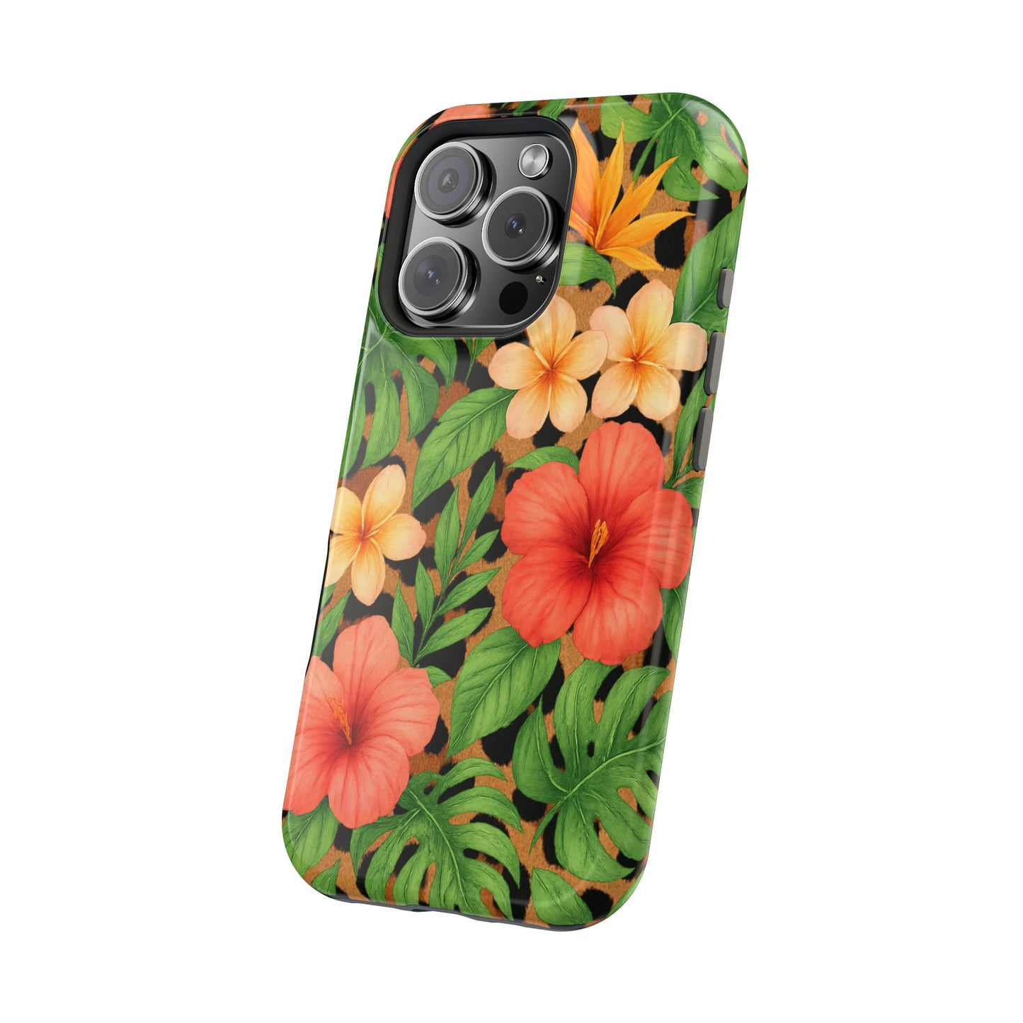 Tropical Floral Phone Case, Magnetic Tough Case for Summer Vibes, Gift for Nature Lovers, Phone Accessory for Travel, Tropical Decor
