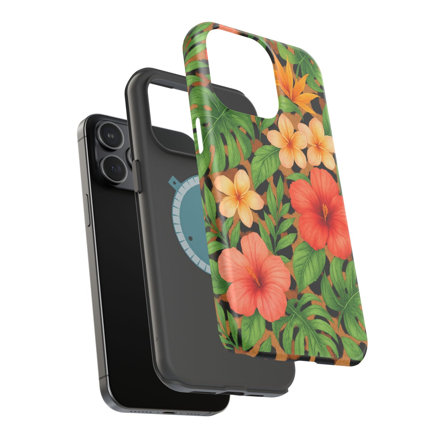 Tropical Floral Phone Case, Magnetic Tough Case for Summer Vibes, Gift for Nature Lovers, Phone Accessory for Travel, Tropical Decor