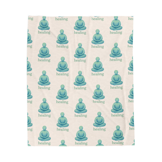Healing Meditation Velveteen Plush Blanket, Soft Throw for Relaxation, Cozy Home Décor, Birthday Gift, Mindfulness Essentials