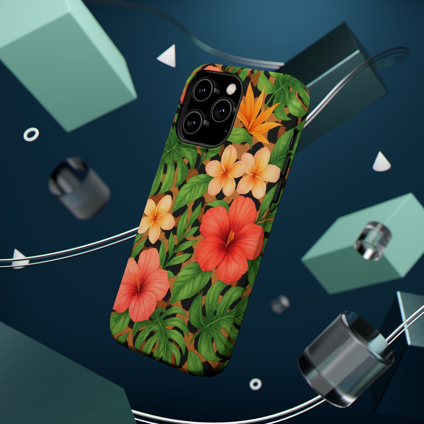 Tropical Floral Phone Case, Magnetic Tough Case for Summer Vibes, Gift for Nature Lovers, Phone Accessory for Travel, Tropical Decor