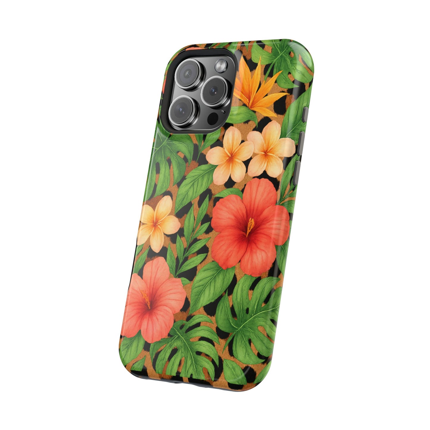 Tropical Floral Phone Case, Magnetic Tough Case for Summer Vibes, Gift for Nature Lovers, Phone Accessory for Travel, Tropical Decor